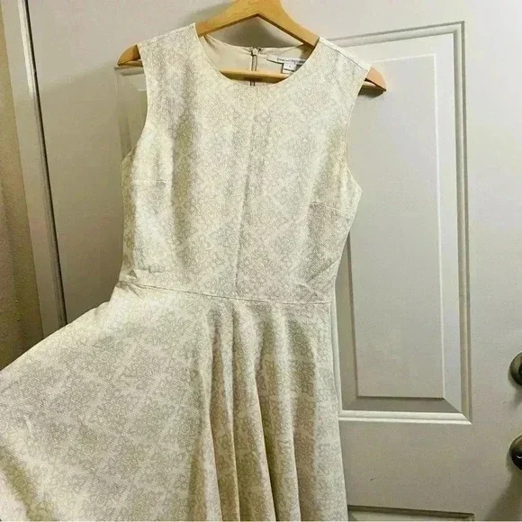 Diane Von Furstenberg "Jeannie fit & flare skater dress size‎ 6 cream - Picture 5 of 16